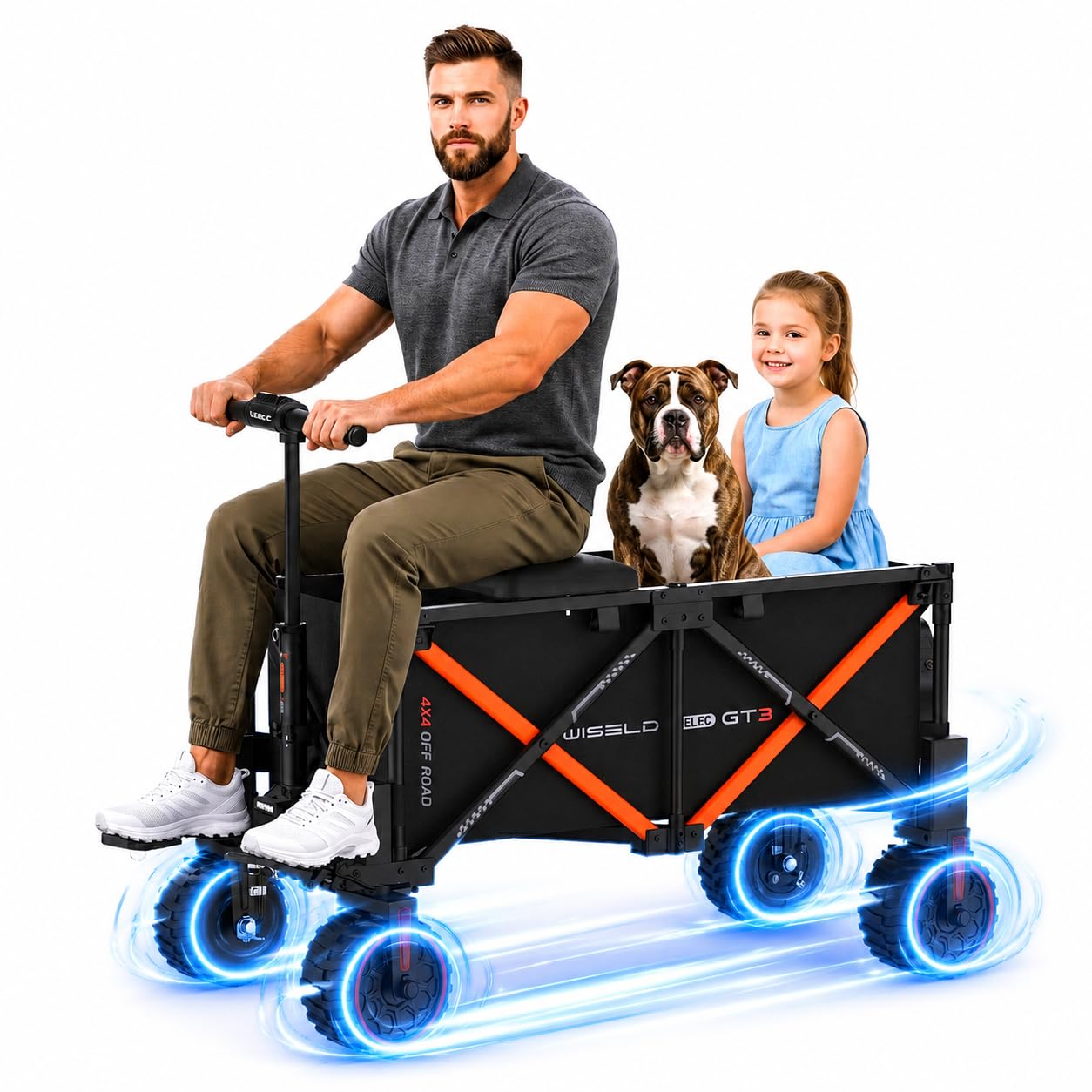 Amazon.com : WISELD GT3 4WD Off Road Electric Wagon Cart with Seat